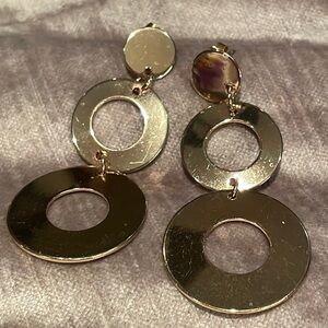 Triple Circle Goldtone Earrings